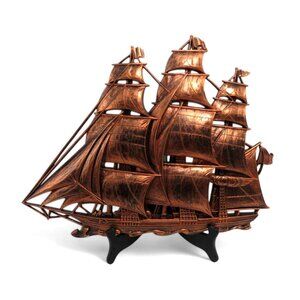 SYROCO Copper Craft SHIP Nautical Resin Wall Hanging Art Décor Vintage 13" x 16"